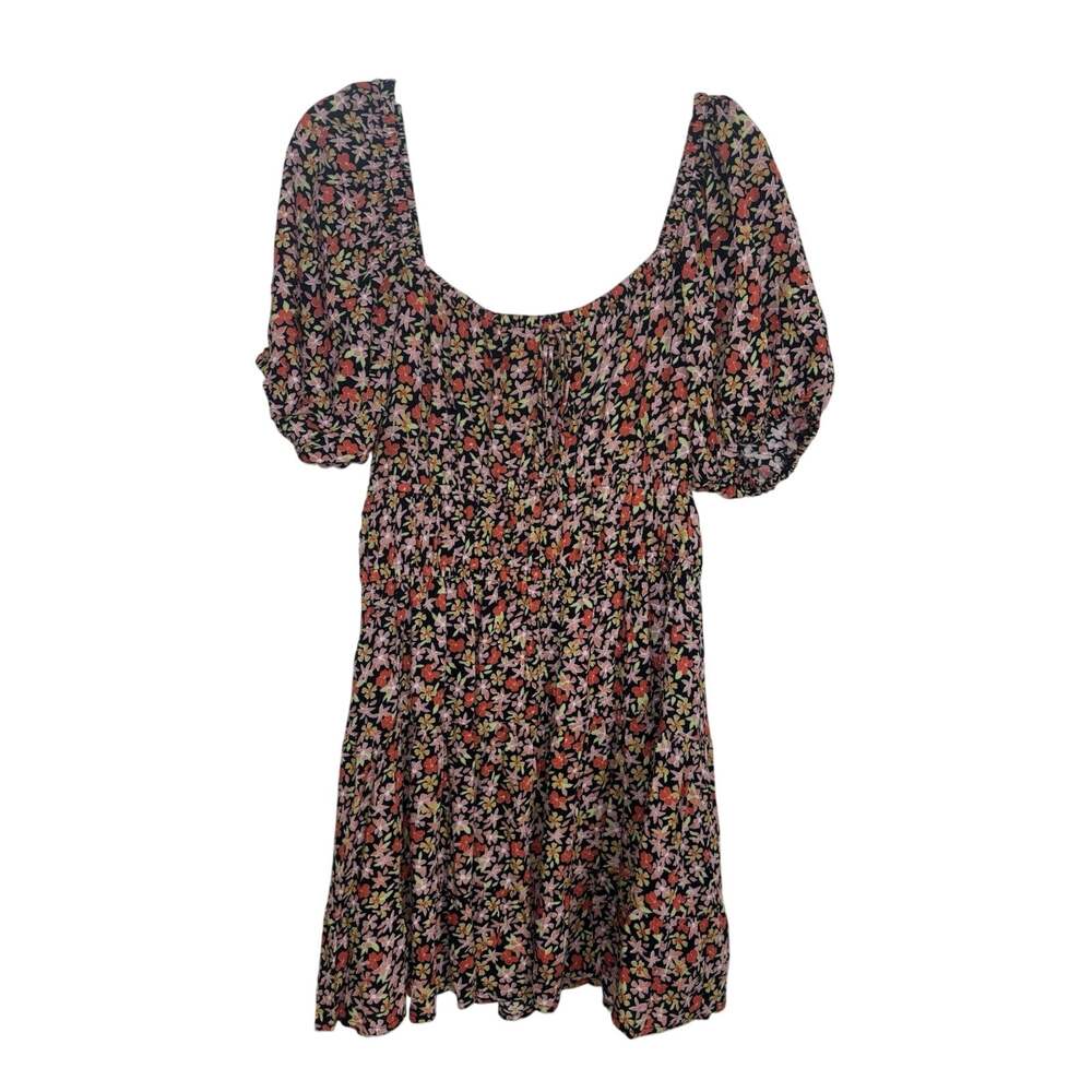Sky to Moon Floral Coquette Fairy Tiered Mini Dress Large Babydoll Puff Sleeve